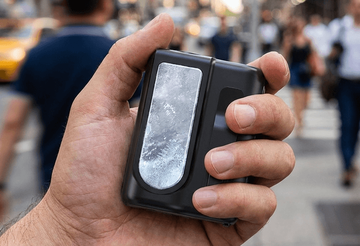 Arctic Clip cooling plate pressed against skin